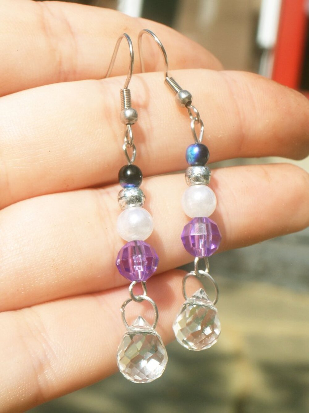 Handmade Beaded Asexual Pride Earrings